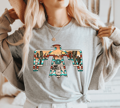 Desert Thunderbird Serape Gemstone Turquoise Western ADULT size DTF TRANSFERPRINT TO ORDER - Do it yourself Transfers