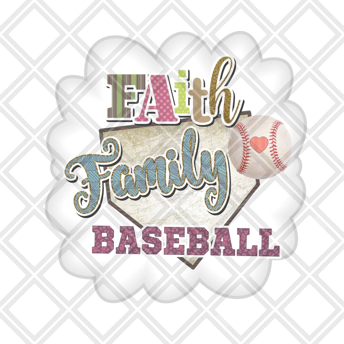 Faith Family Baseball frame png Digital Download Instand Download - Do it yourself Transfers