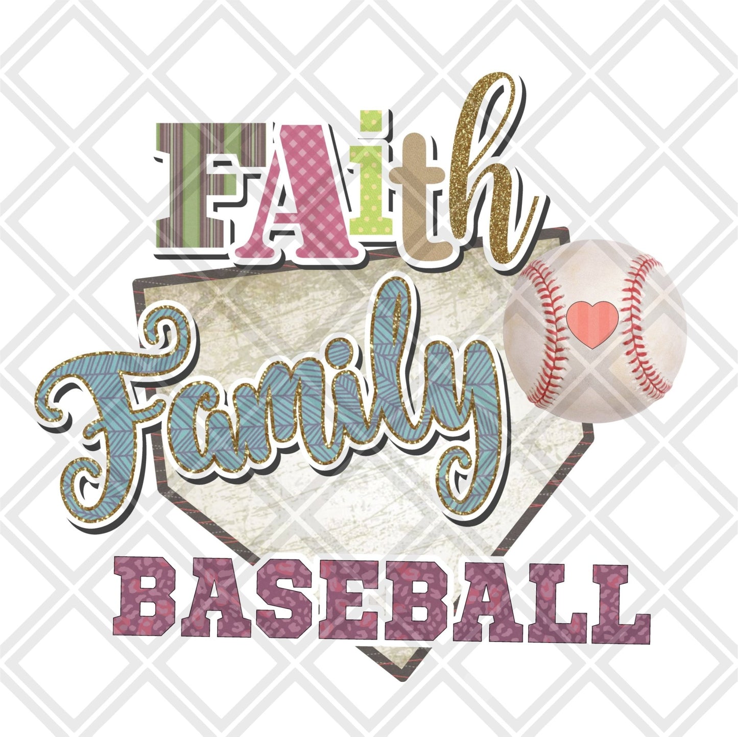 Faith Family Baseball png Digital Download Instand Download - Do it yourself Transfers