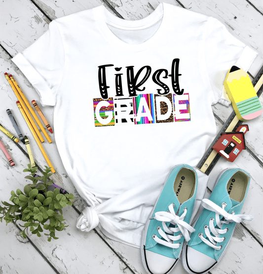 First Grade school leopard serape tie dye DTF TRANSFERSPRINT TO ORDER - Do it yourself Transfers