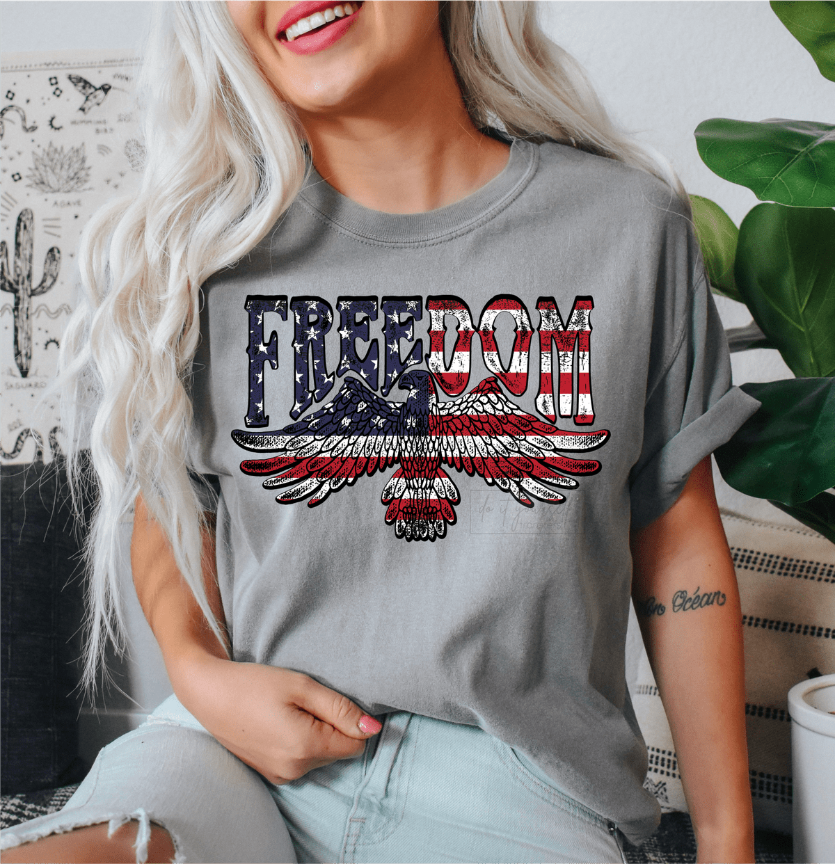 Freedom eagle American flag Men size ADULT 13.8x9 DTF TRANSFERPRINT TO ORDER - Do it yourself Transfers