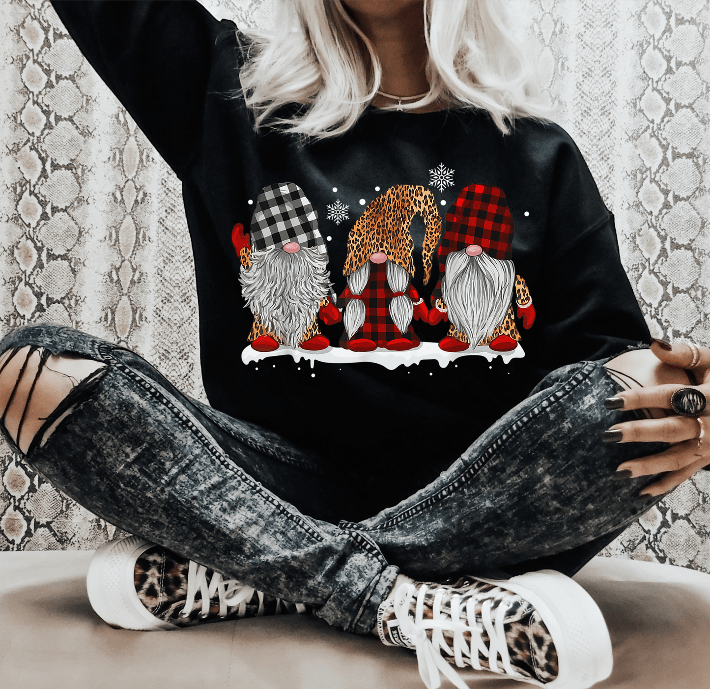 Gnomes Leopard Red buffalo plaid snowflakes Christmas winter size ADULT DTF TRANSFERPRINT TO ORDER - Do it yourself Transfers