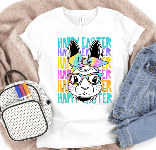 Happy Easter tie dye bunny glasses size KIDS 6x8 DTF TRANSFERPRINT TO ORDER - Do it yourself Transfers