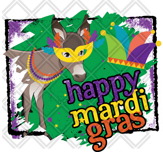 happy mardi gras donkey Digital Download Instand Download - Do it yourself Transfers