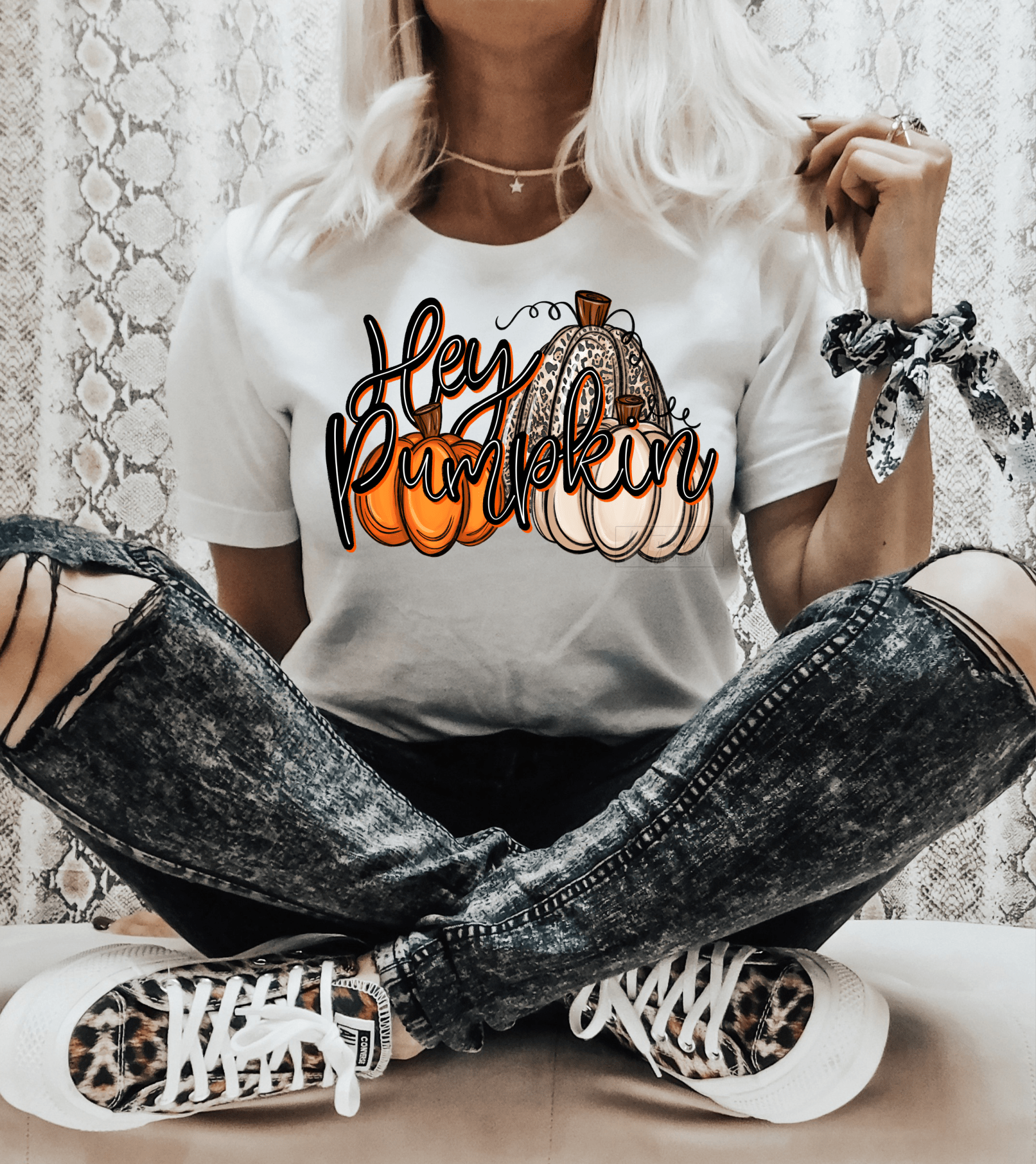 Hey Pumpkin orange leopard cream Fall Thanksgiving size ADULT DTF TRANSFERPRINT TO ORDER - Do it yourself Transfers