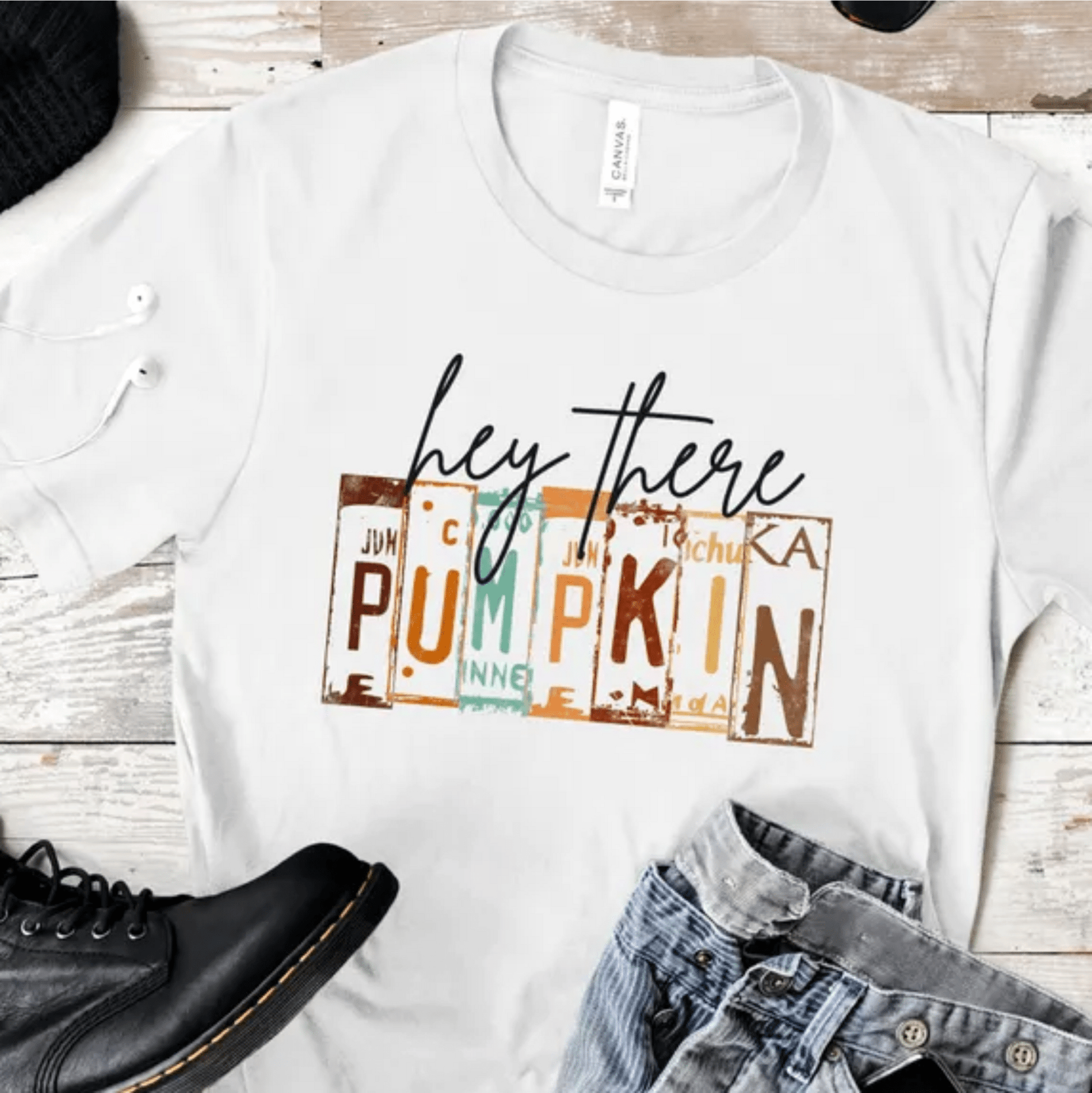 HEY THERE PUMPKIN license plate DTF size ADULT DTF TRANSFER PRINT TO ORDER - Do it yourself Transfers