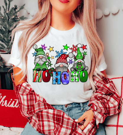 Ho Ho Ho Gnomes Stars Christmas size DTF TRANSFERPRINT TO ORDER - Do it yourself Transfers