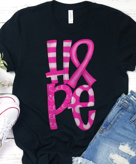 Hope pink ribbon cancer stripes October DTF TRANSFERPRINT TO ORDER - Do it yourself Transfers