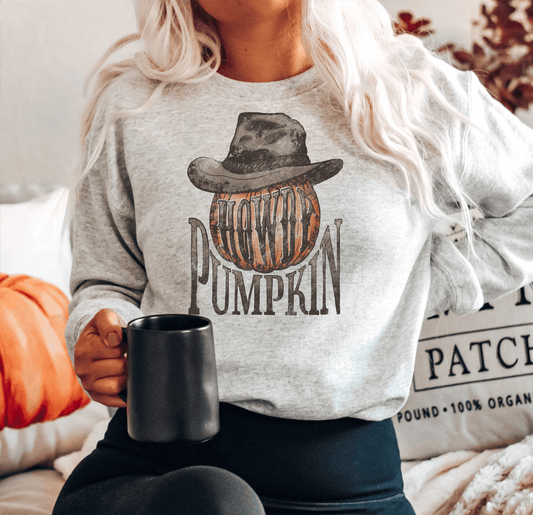 Howdy Pumpkin Cowgirl Cowboy Fall size ADULT DTF TRANSFERPRINT TO ORDER - Do it yourself Transfers