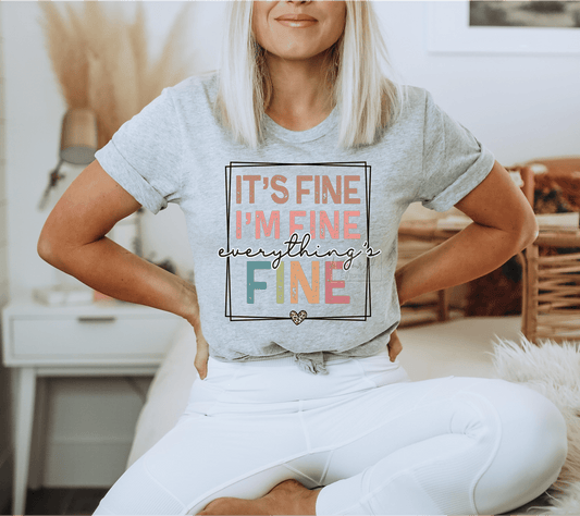 It's Fine I'm Fine everything's fine frame heart size ADULT 11x10.5 DTF TRANSFERPRINT TO ORDER - Do it yourself Transfers