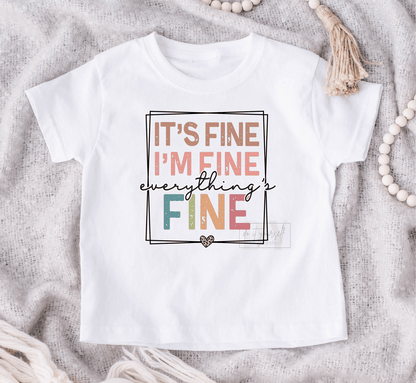 It's Fine I'm Fine everything's fine frame heart size KIDS DTF TRANSFERPRINT TO ORDER - Do it yourself Transfers