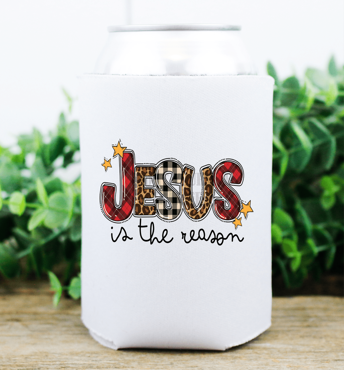 Jesus is the Reason Cross stars buffalo plaid Christmas / size 3.1x2.5 DTF TRANSFERPRINT TO ORDER - Do it yourself Transfers