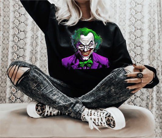 JOKER haha purple suit green hair BLACKED OUT DESIGN ONLY FOR DARK COLORS ADULT DTF TRANSFERPRINT TO ORDER - Do it yourself Transfers