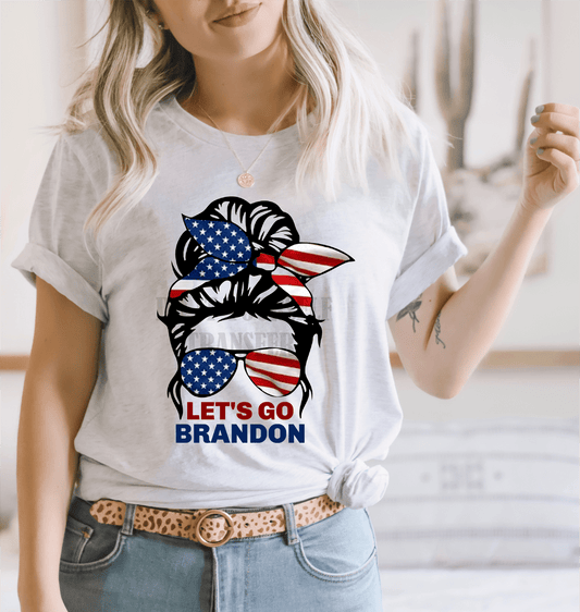 Let's go Brandon Messy mom bun FJB size DTF TRANSFERPRINT TO ORDER - Do it yourself Transfers