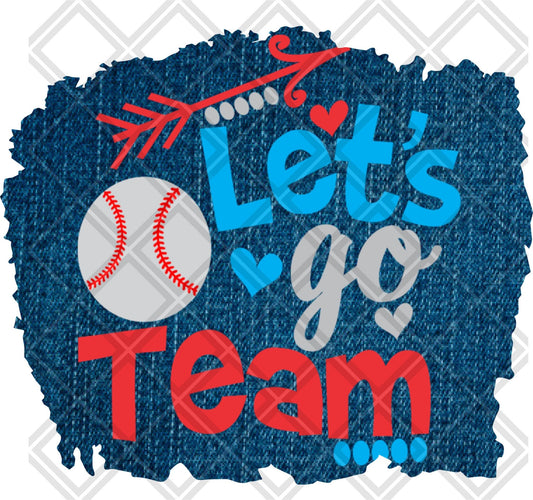 LETS GO TEAM BASEBALL FRAME 2 png Digital Download Instand Download - Do it yourself Transfers