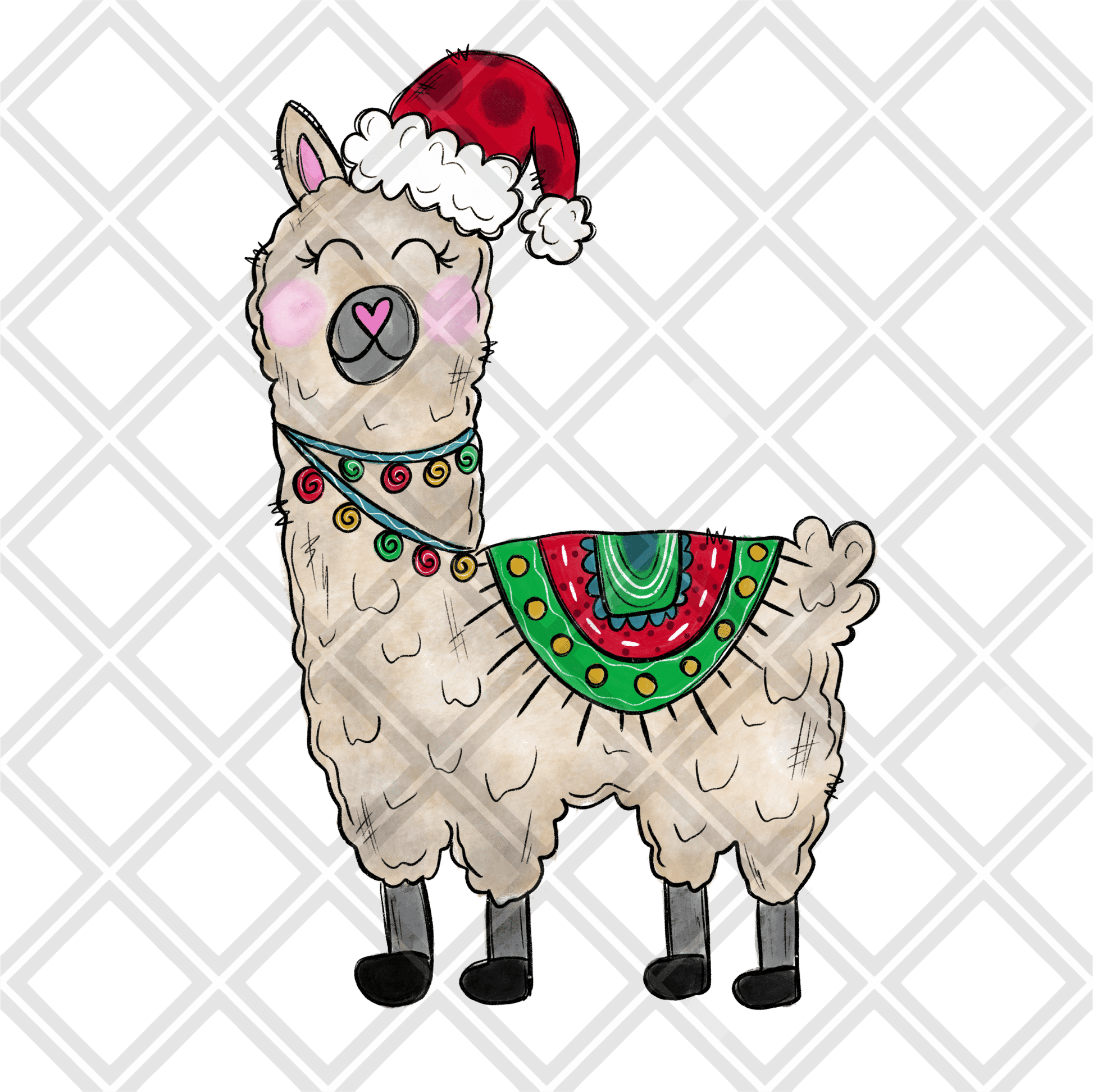 Llama christmas hat DTF TRANSFERPRINT TO ORDER – Do it yourself