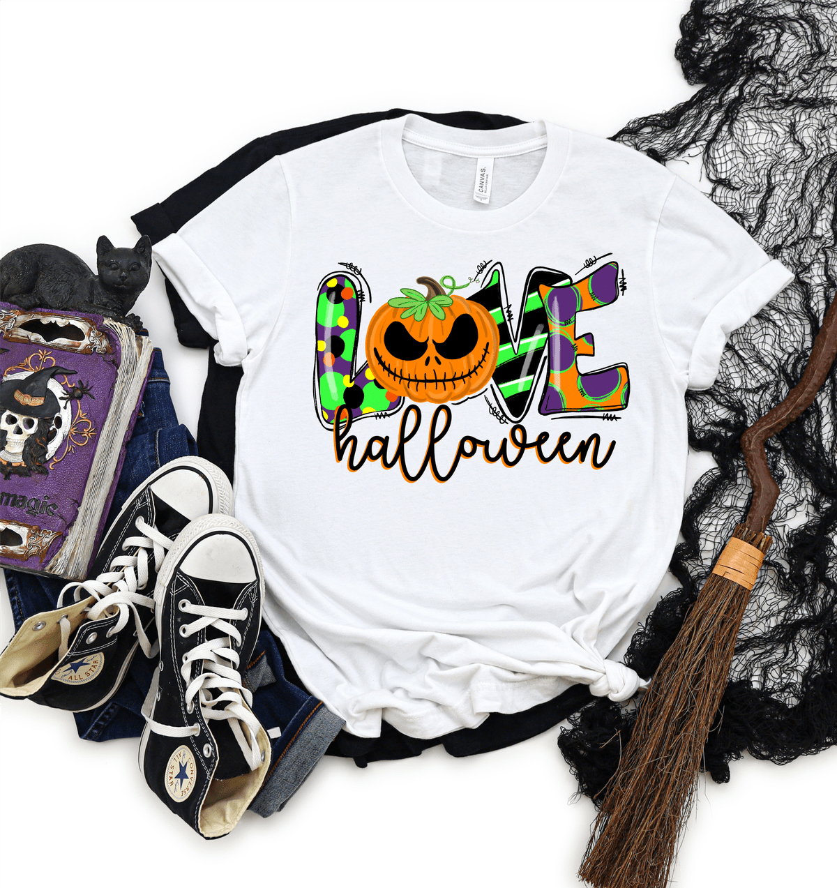 Love Halloween pumpkin KIDS/YOUTH Size 8x6 DTF TRANSFERPRINT TO ORDER - Do it yourself Transfers