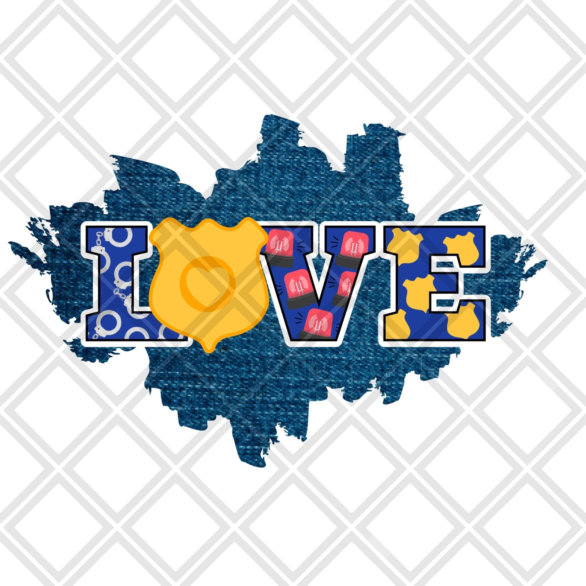 Love Police badge png Digital Download Instand Download - Do it yourself Transfers
