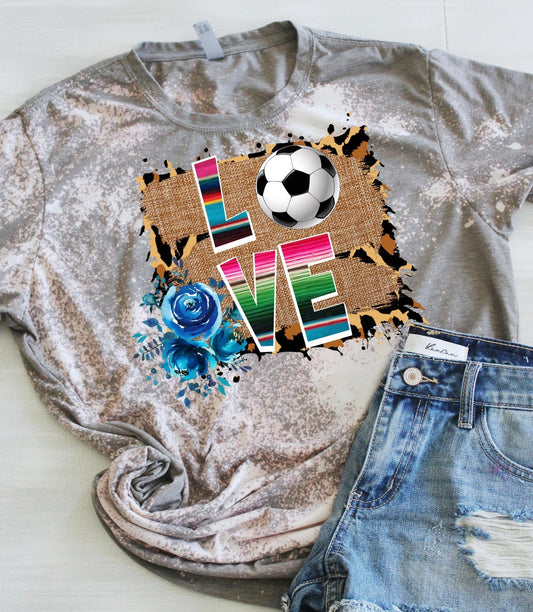 LOVE SOCCER serape leopard frame DTF TRANSFERPRINT TO ORDER - Do it yourself Transfers