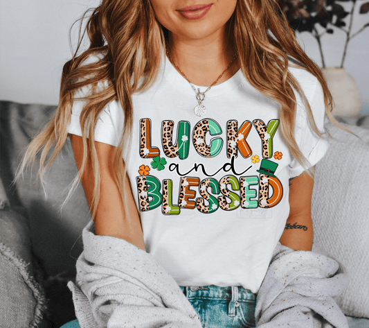 Lucky and Blessed leopard Clover St. Patrick's day DTF TRANSFERSPRINT TO ORDER - Do it yourself Transfers