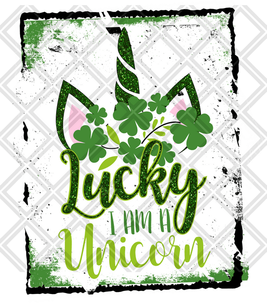 lucky i am a unicorn frame Digital Download Instand Download - Do it yourself Transfers