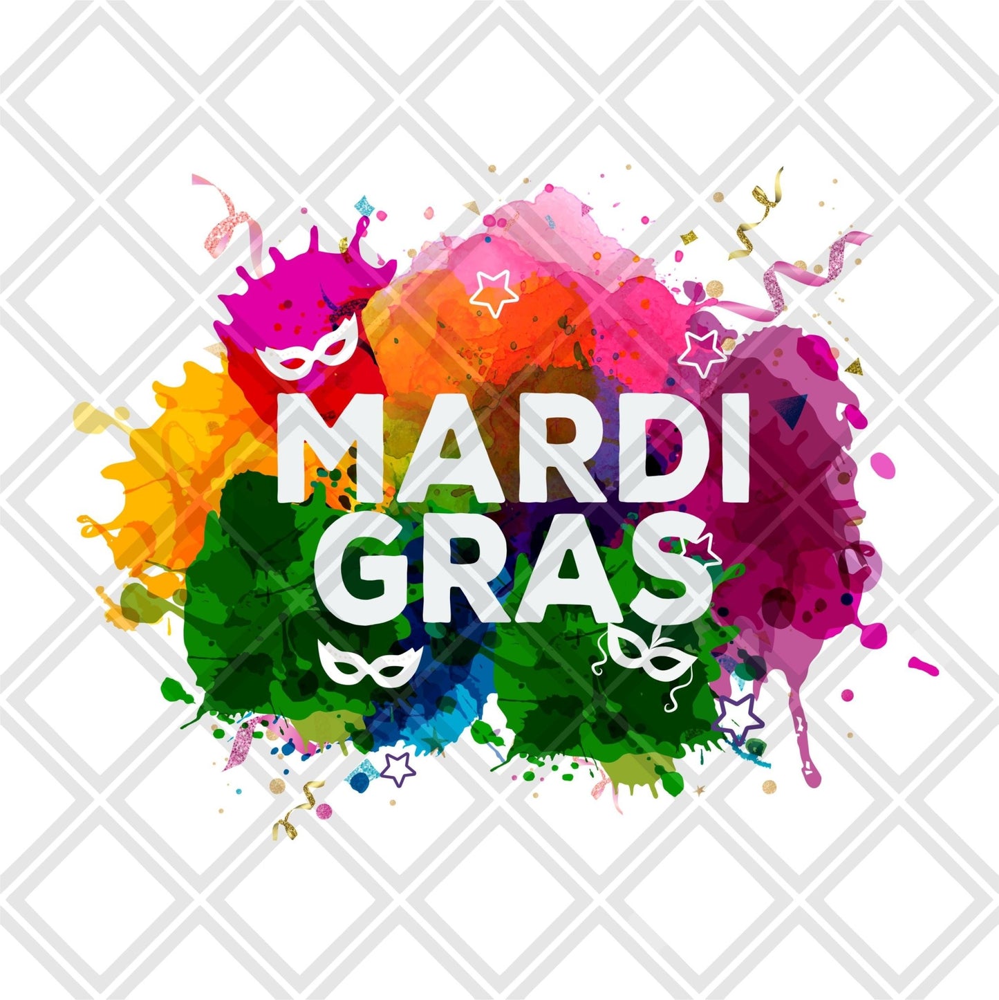 mardi gras colorful DTF TRANSFERPRINT TO ORDER - Do it yourself Transfers