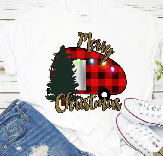 Merry Christmas buffalo plaid trailer tree png Digital Download Instand Download - Do it yourself Transfers