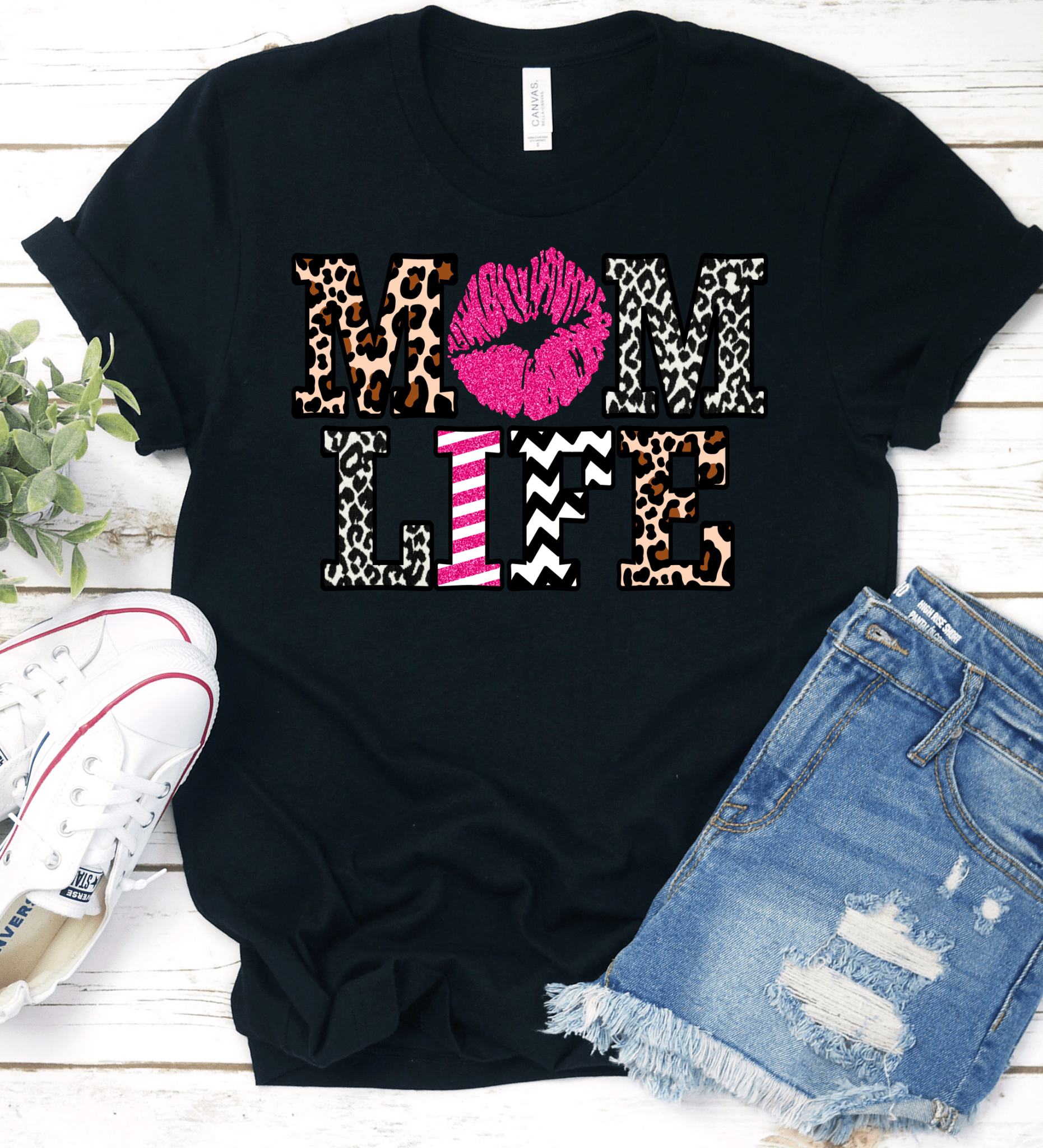 Mom life lips leopard polka dot DTF TRANSFERSPRINT TO ORDER - Do it yourself Transfers