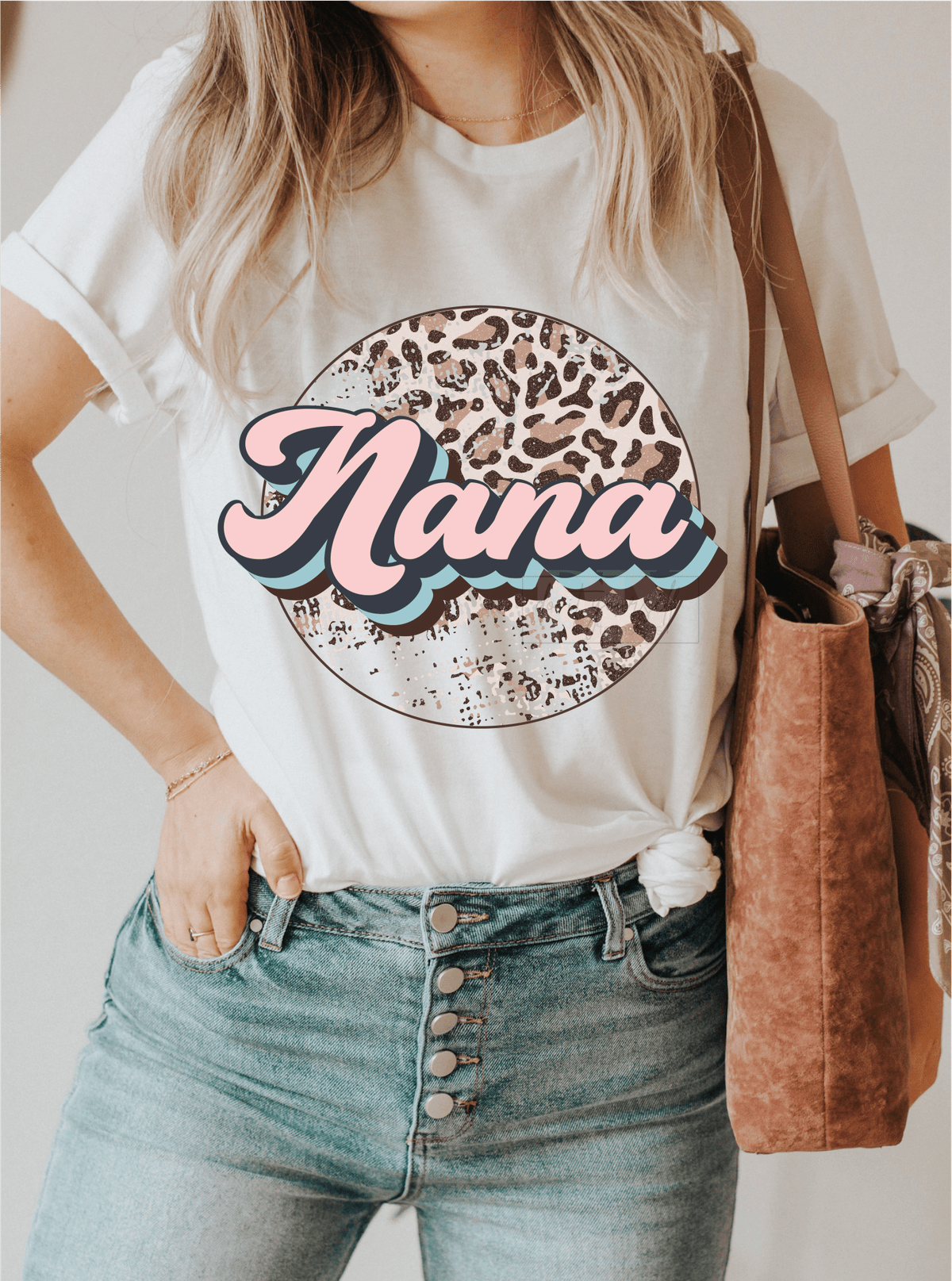 Nana leopard pink circle size ADULT 9.8x11.7 DTF TRANSFERPRINT TO ORDER - Do it yourself Transfers