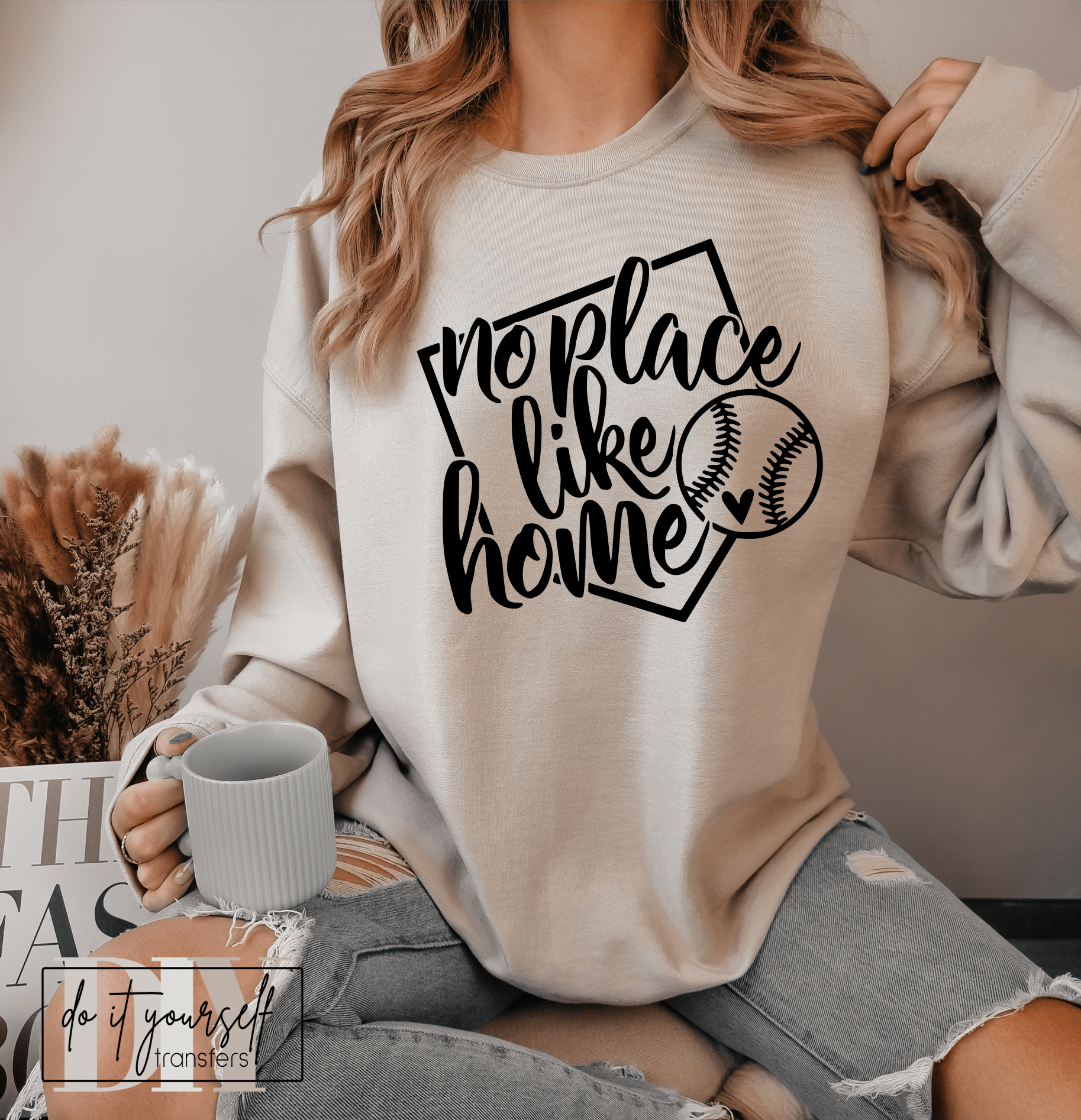 NO place like home baseball SINGLE COLOR BLACK size ADULT DTF TRANSFERPRINT TO ORDER - Do it yourself Transfers
