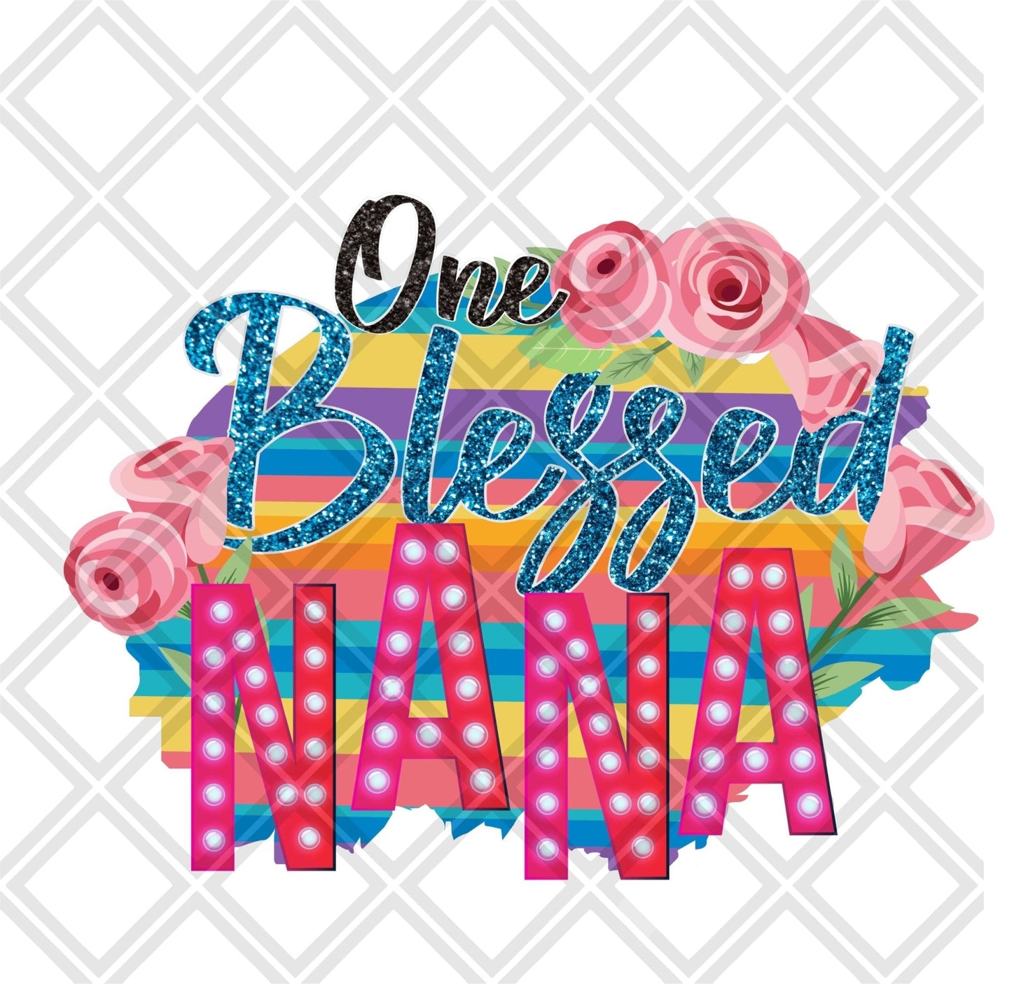 one blessed nana pink flowers DTF TRANSFERPRINT TO ORDER - Do it yourself Transfers