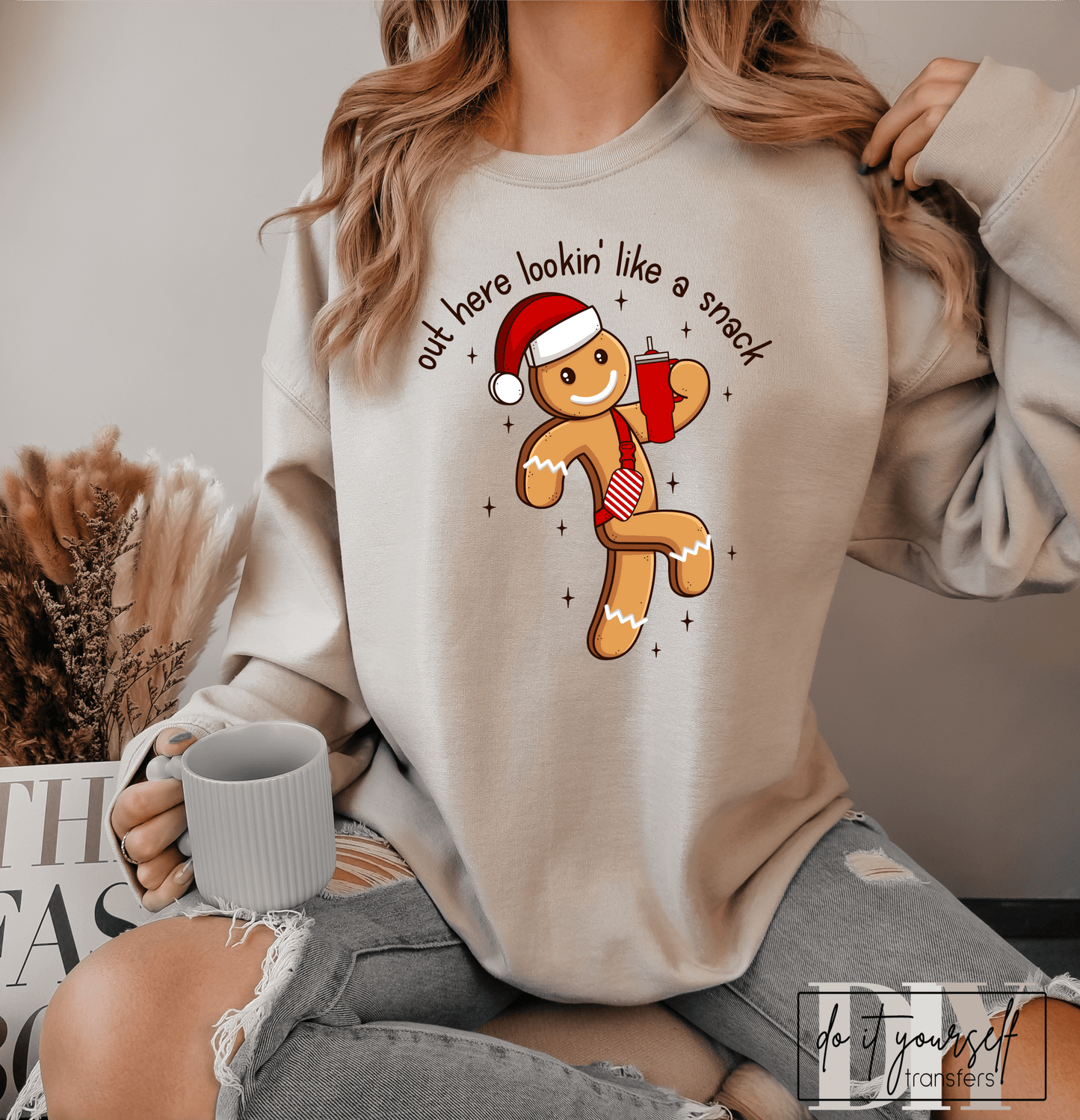 Out here lookin' like a snack Gingerbread man crossbody red skinny DTF TRANSFER PRINT TO ORDER 575 - Do it yourself Transfers