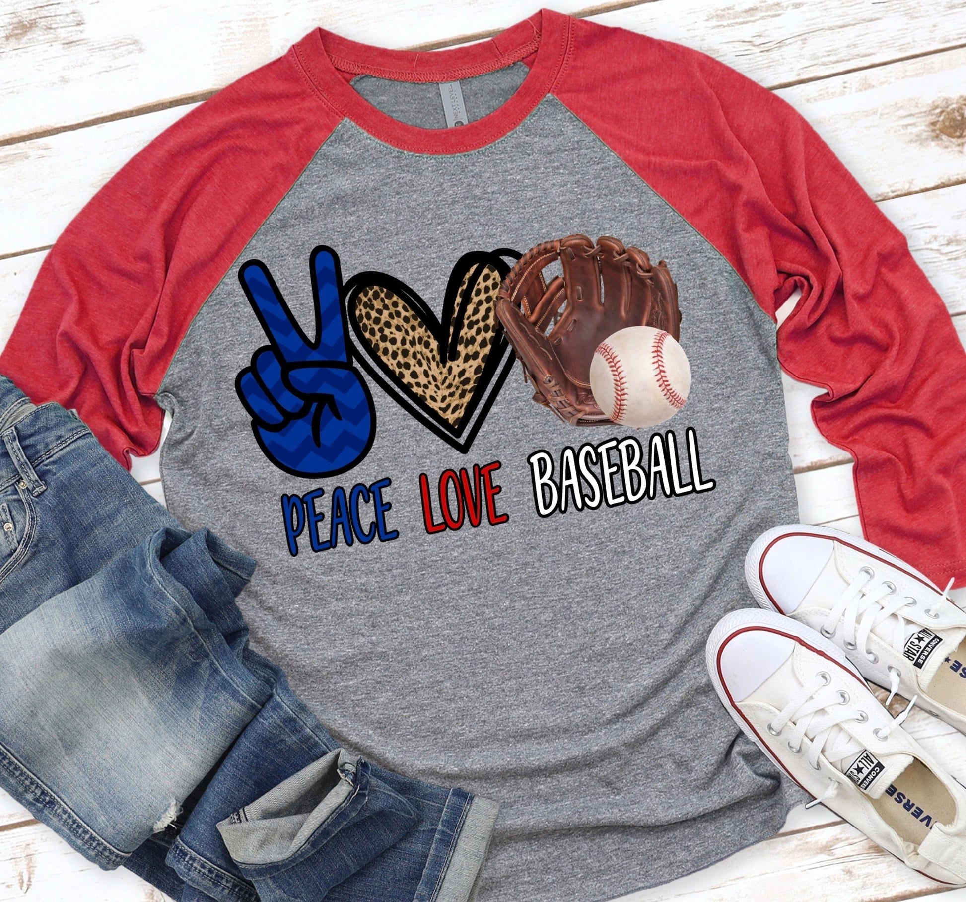 Peace love BASEBALL DTF TRANSFERPRINT TO ORDER - Do it yourself Transfers