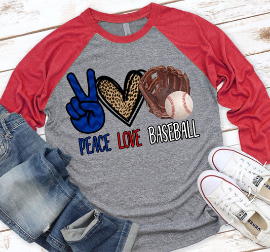 Peace love BASEBALL DTF TRANSFERPRINT TO ORDER - Do it yourself Transfers