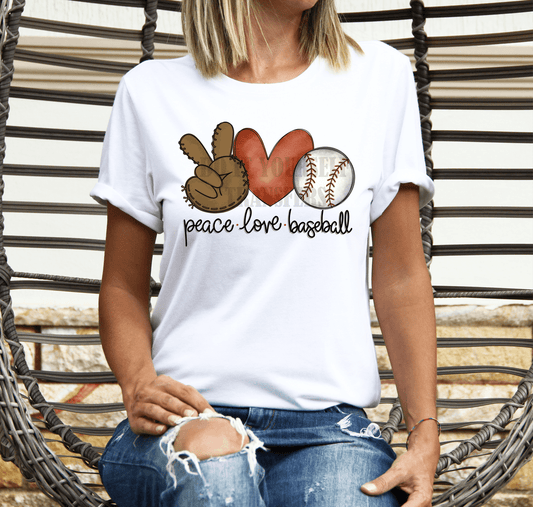 Peace love Baseball glove sports size ADULT 12x8.5 DTF TRANSFERPRINT TO ORDER - Do it yourself Transfers