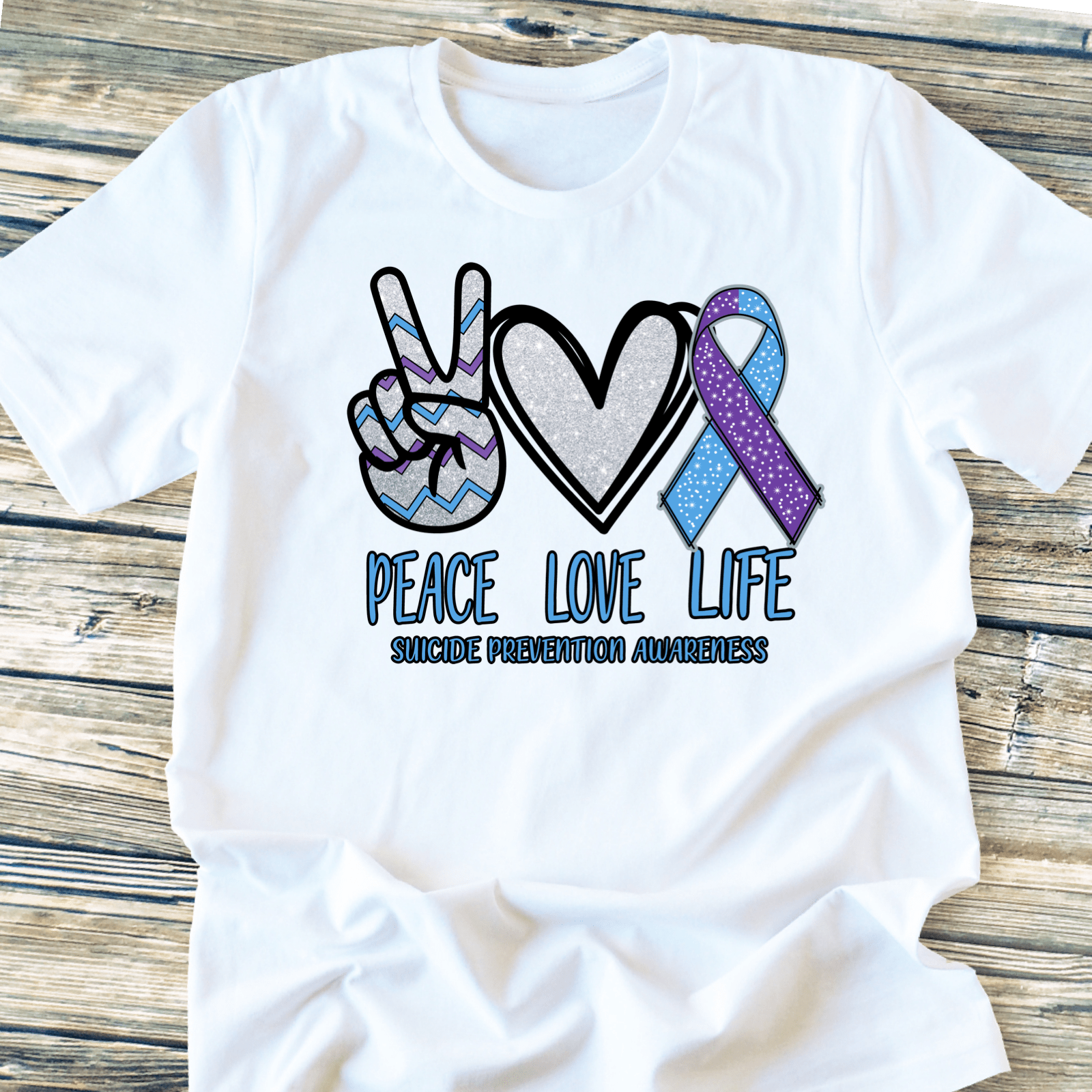 Peace love life suicide prevention awareness ribbon DTF TRANSFERPRINT TO ORDER - Do it yourself Transfers