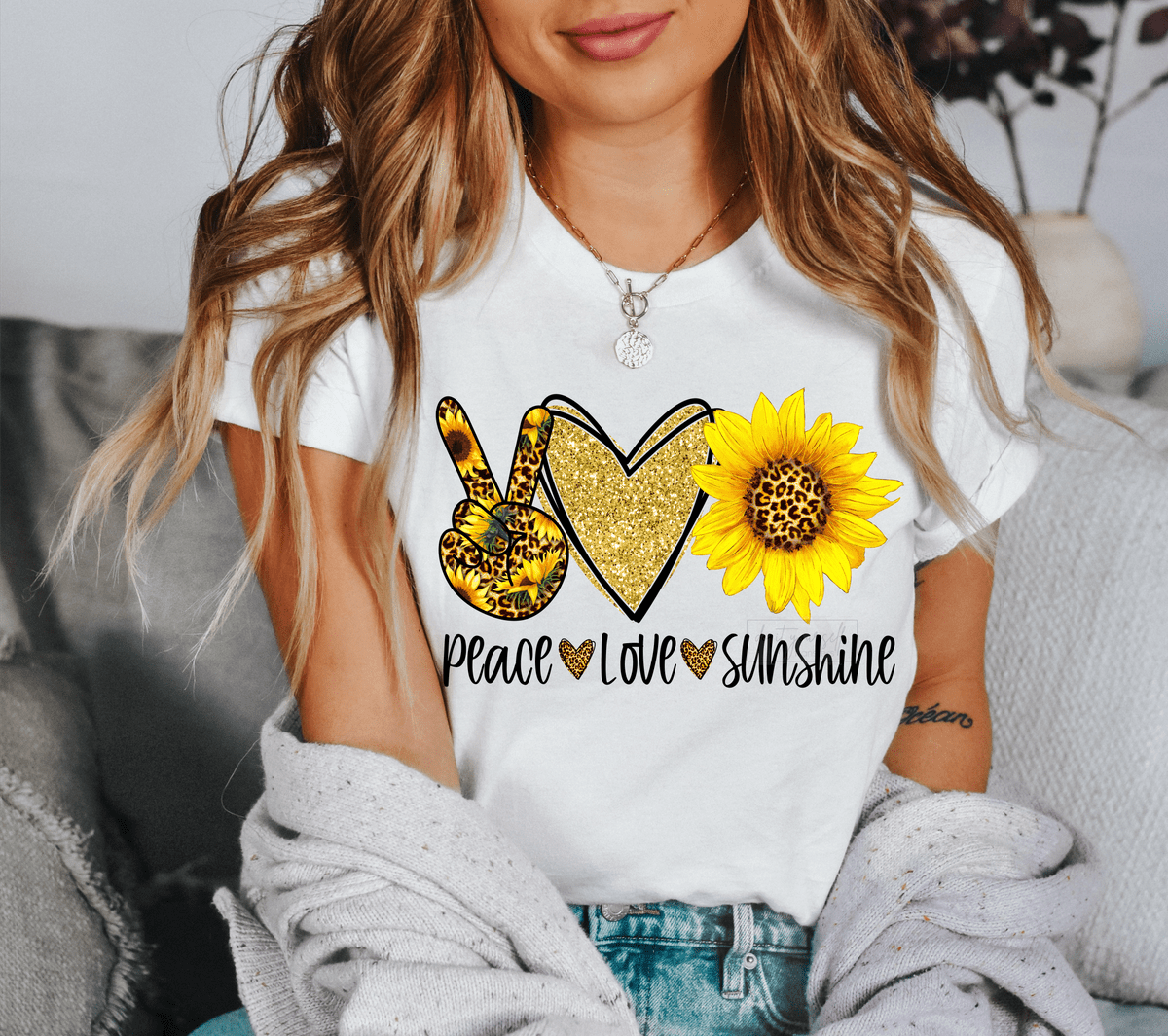 Peace love sunshine sunflower size ADULT DTF TRANSFERPRINT TO ORDER - Do it yourself Transfers