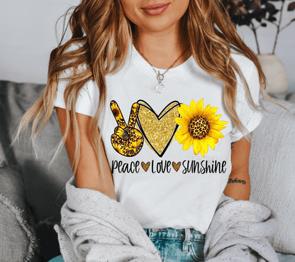 Peace love sunshine sunflower size ADULT DTF TRANSFERPRINT TO ORDER - Do it yourself Transfers