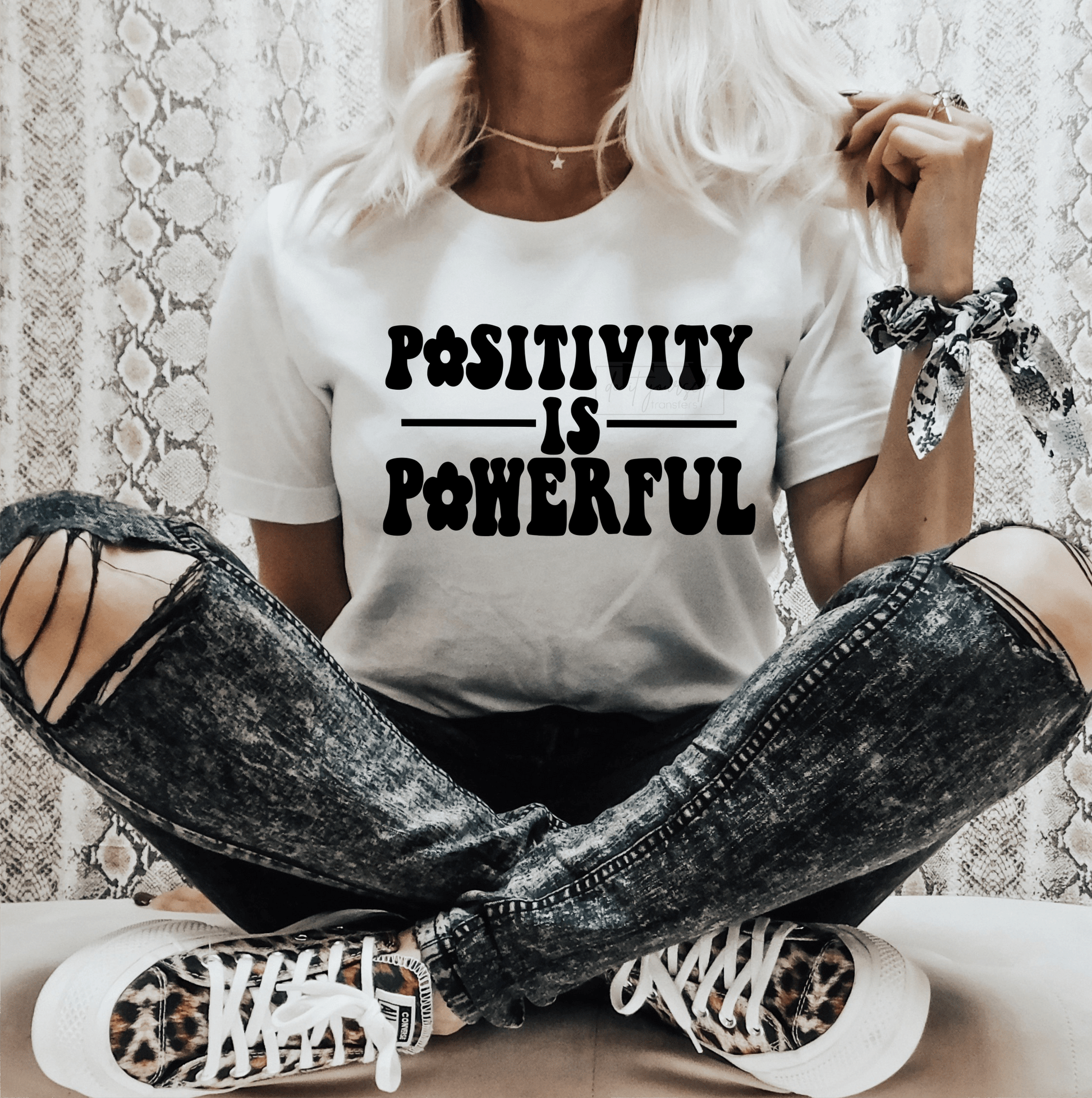 Postivity is powerful SINGLE COLOR BLACK SCREEN PRINT TRANSFER ADULT 7x11 DTF TRANSFERPRINT TO ORDER - Do it yourself Transfers