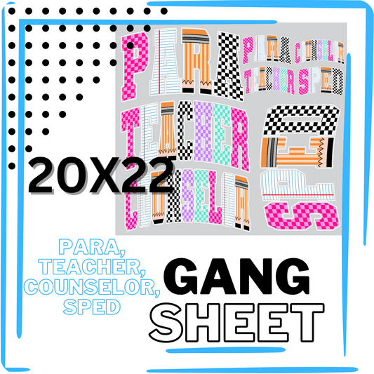 PRE - MADE PARA TEACHER COUNSELOR SPED POCKETS DTF DIRECT TO FILM transfers size 22x20 - Do it yourself Transfers