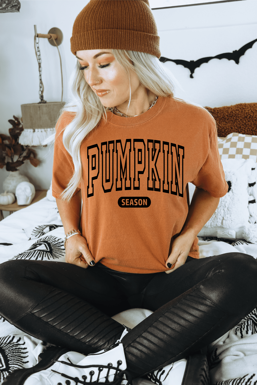 PUMPKIN Season fall SINGLE COLOR BLACK size ADULT DTF TRANSFERPRINT TO ORDER - Do it yourself Transfers