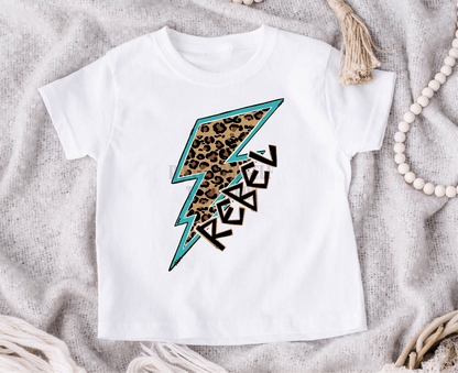 Rebel Leopard lighting bolt size KIDS 10x5 DTF TRANSFERPRINT TO ORDER - Do it yourself Transfers