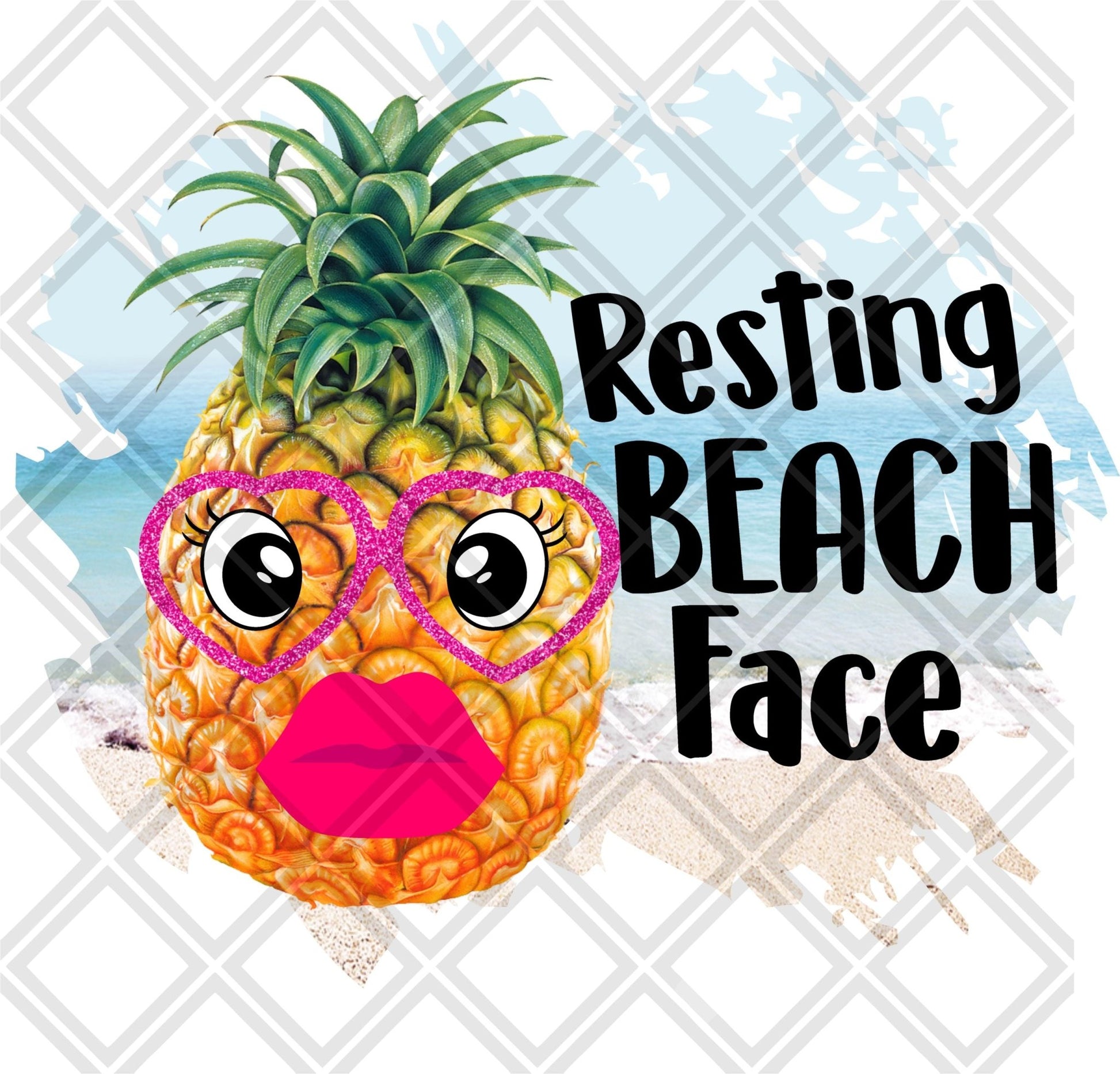 Resting beach face frame Digital Download Instand Download - Do it yourself Transfers