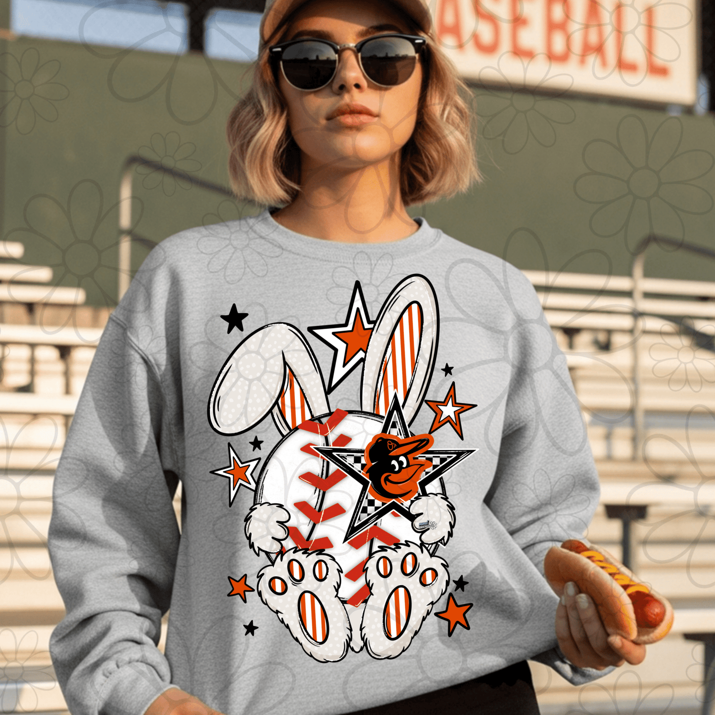 RTS BALTIMORE ORANGE EASTER BUNNY BASEBALL DTF DIRECT TO FILM transfers ADULT 10X11.5 - Do it yourself Transfers