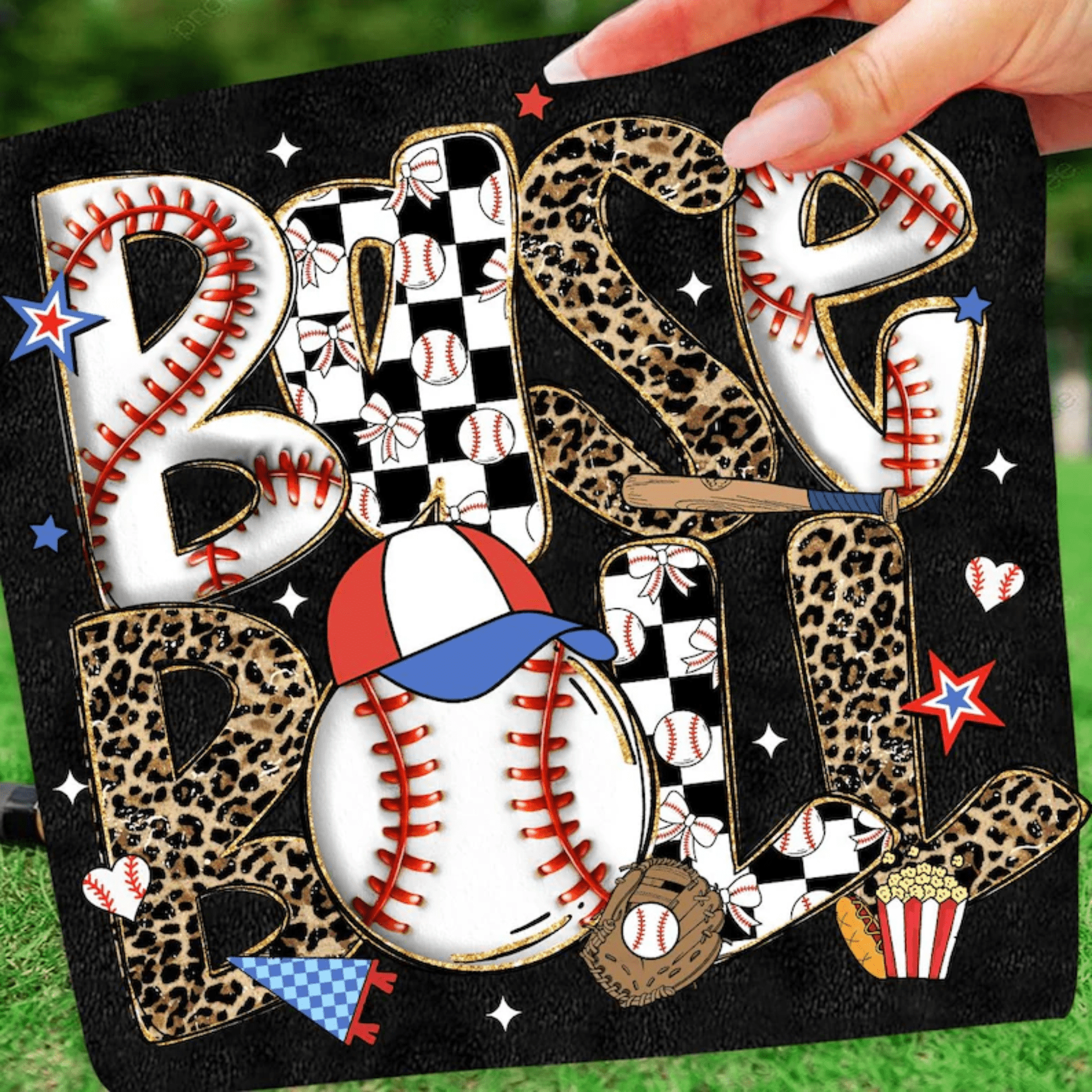 RTS BASEBALL HAT BAT POPCORN DTF DIRECT TO FILM transfers ADULT 10X11.5 - Do it yourself Transfers