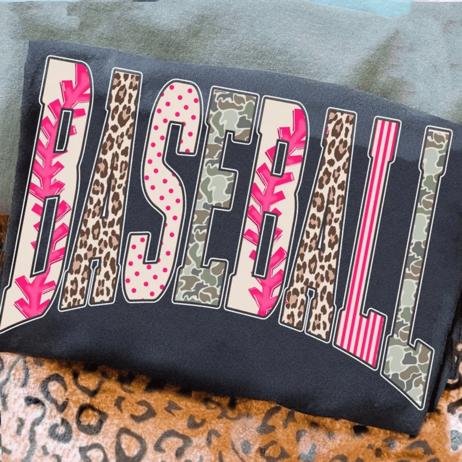 RTS BASEBALL LEOPARD POLKA DOT PINK DTF DIRECT TO FILM transfers ADULT 10X11.5 - Do it yourself Transfers
