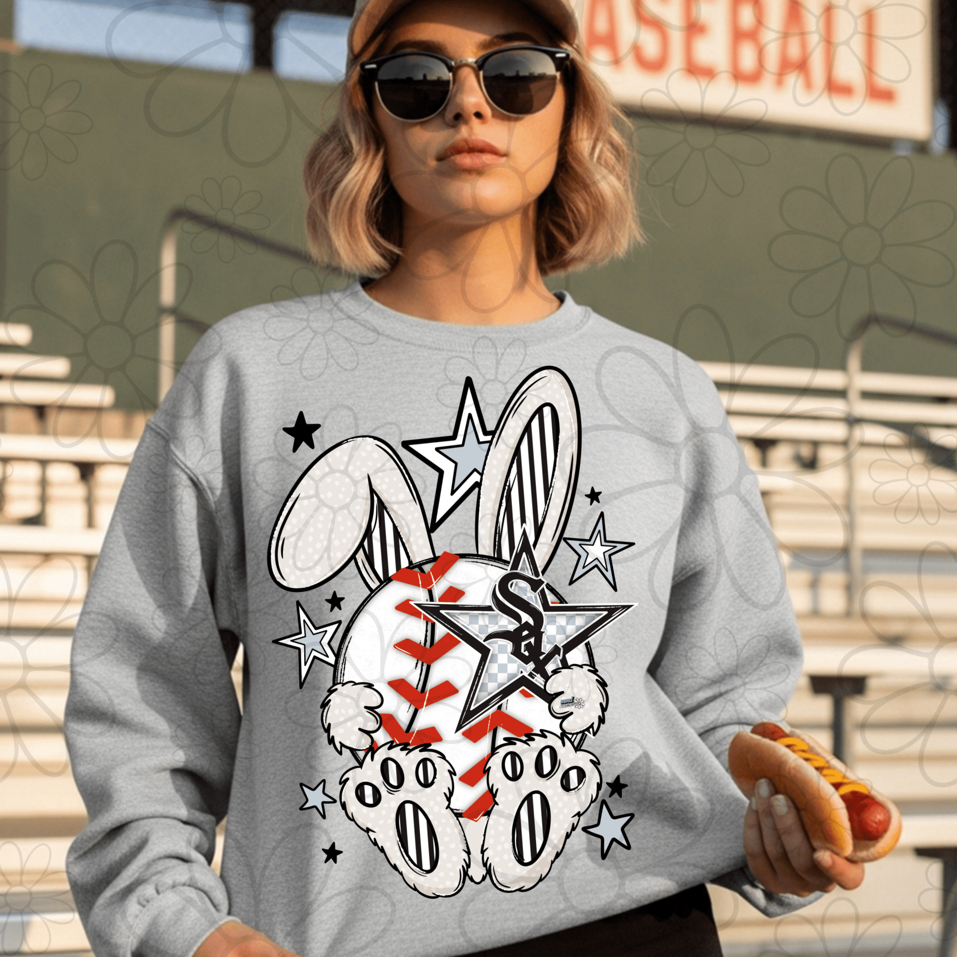 RTS CHICAGO WHITE SOX EASTER BUNNY BASEBALL DTF DIRECT TO FILM transfers ADULT 10X11.5 - Do it yourself Transfers