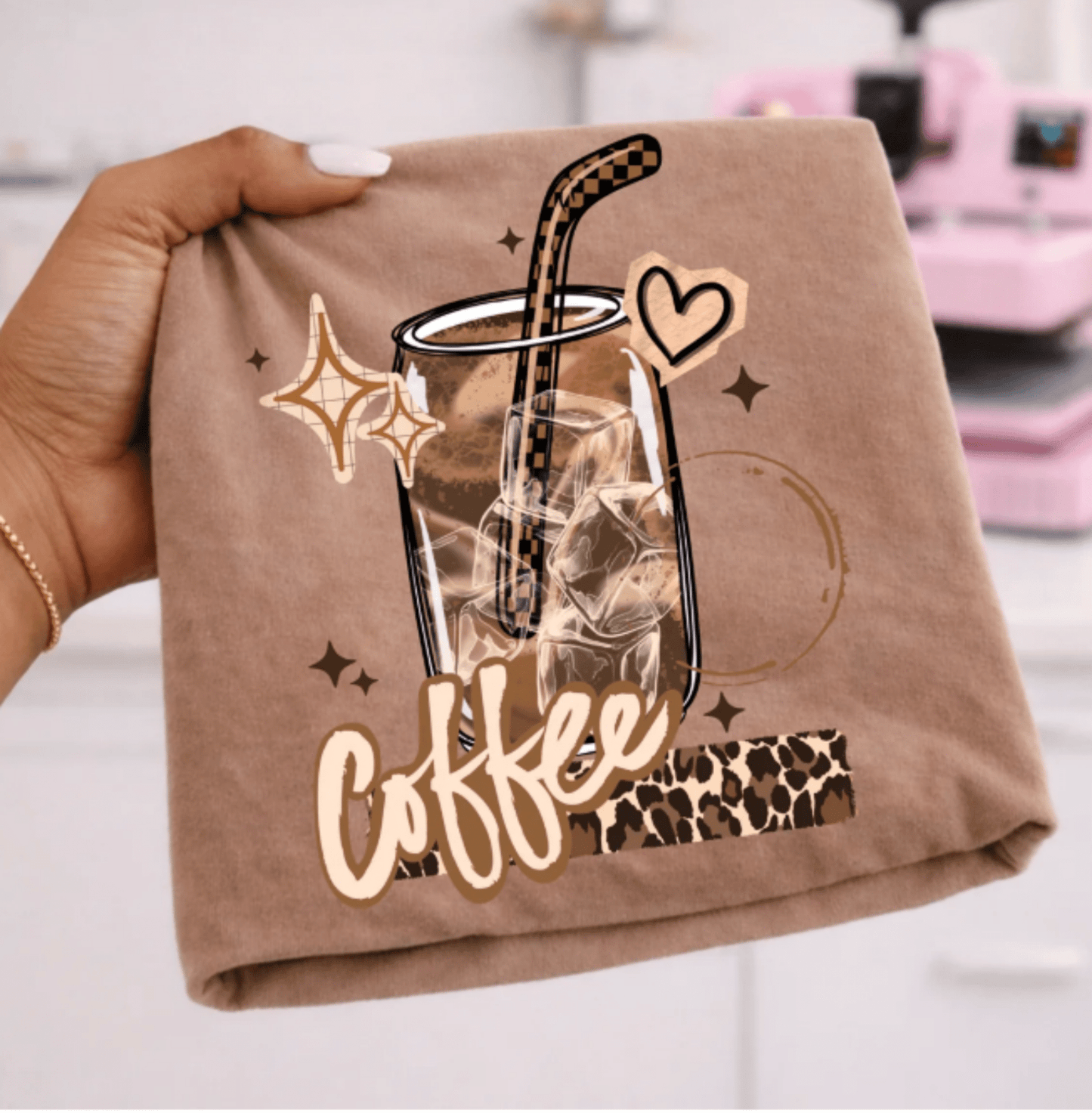 RTS COFFEE LEOPARD CUP DTF DIRECT TO FILM transfers ADULT 10X11.5 - Do it yourself Transfers