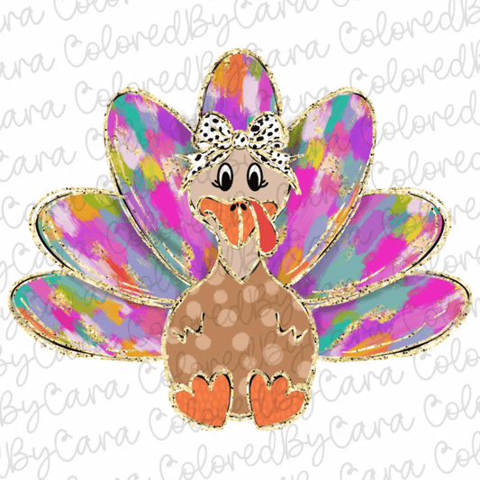 RTS Colorful Coquette gold glitter turkey BREATHABLE CLEAR FILM SCREEN PRINT TRANSFER ADULT 10x12 - Do it yourself Transfers