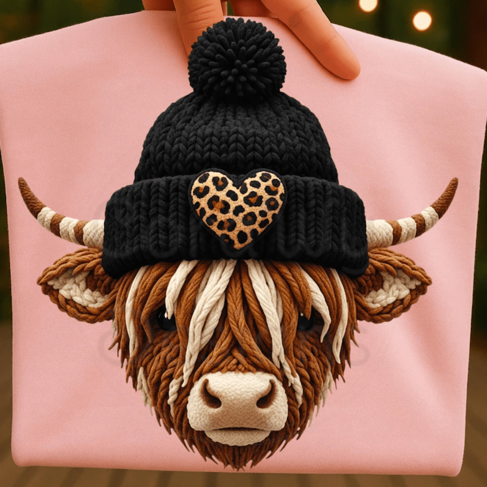 RTS COW BEANIE LEOPARD HEART YARN FAUX DTF DIRECT TO FILM transfers ADULT 10X12 - Do it yourself Transfers